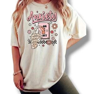 Boutique Mental Health Anxiety Letter Graphic Short sleeve T-Shirt Small Medium